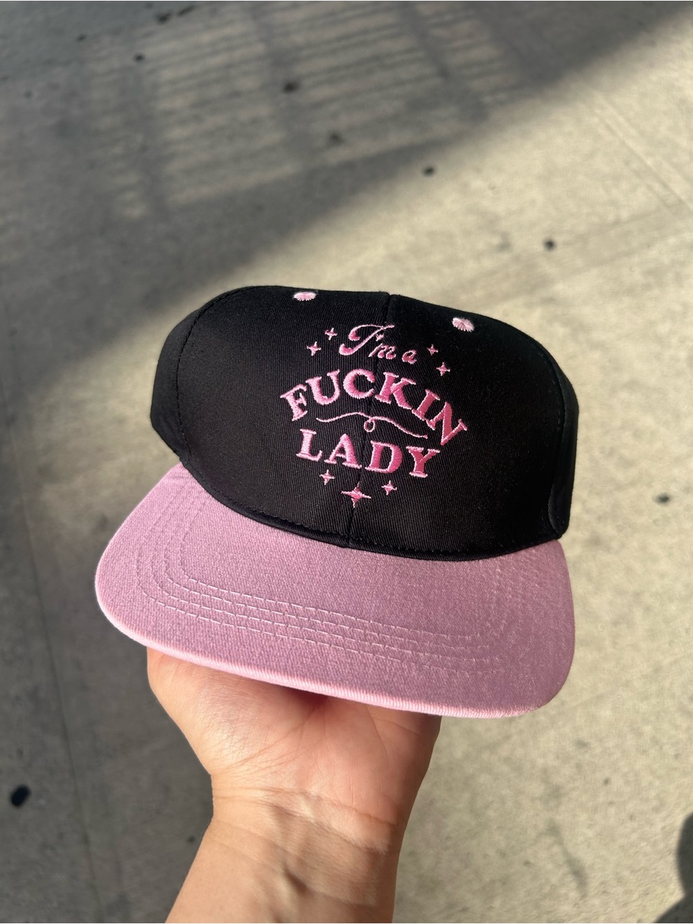 Black & Pink 'I'm a Fuckin Lady' “a**holes live forever” Embroidered Snapback